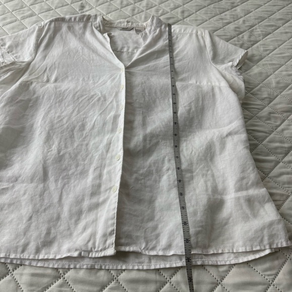 Edward White Linen Short Sleeve Button Up Shirt L | Summer Minimal Top - Picture 6 of 6